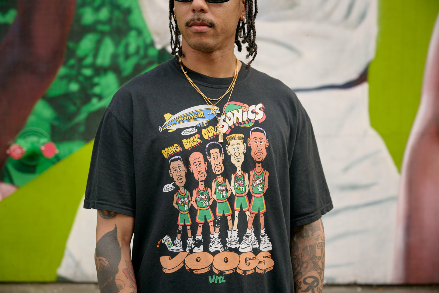 JOOGS INTL x FREAKO RICO B.B.O.S TEE - BLACK - LIFESTYLE SHOT 1