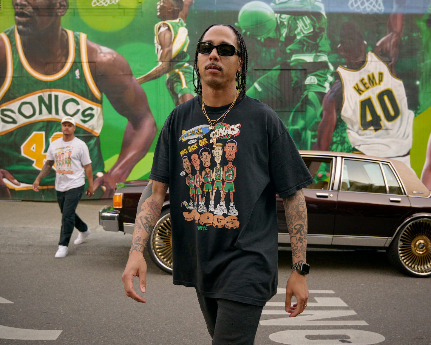 JOOGS INTL x FREAKO RICO B.B.O.S TEE - BLACK - LIFESTYLE SHOT 2