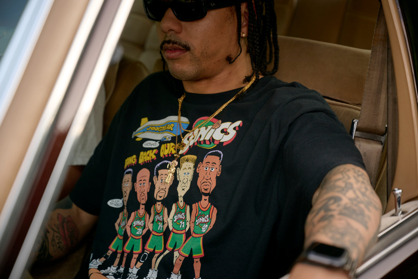 JOOGS INTL x FREAKO RICO B.B.O.S TEE - BLACK - LIFESTYLE SHOT 3