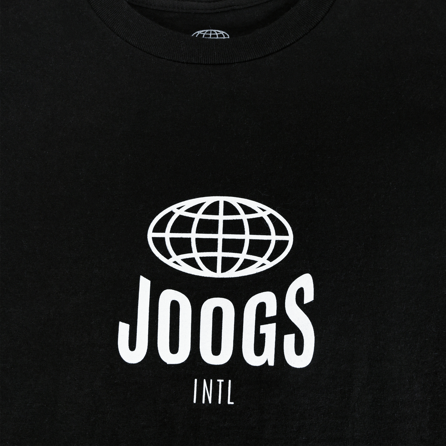 JOOGS LOGO TEE - BLACK - FRONT PRODUCT SHOT DETAIL 1